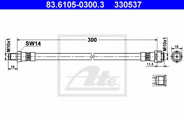 83.6105-0300.3 ATE Тормозная система Тормозной шланг