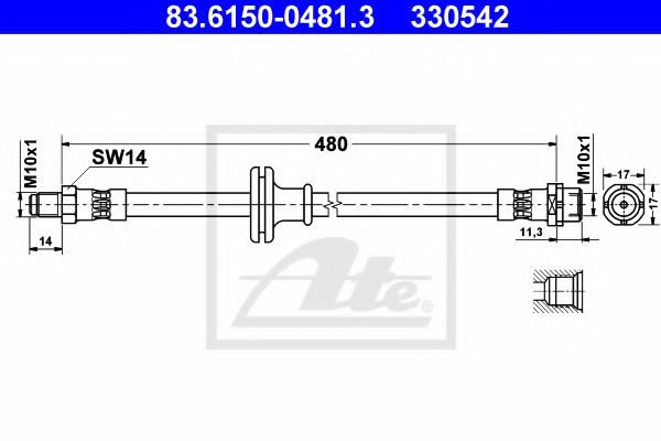 83.6150-0481.3 ATE Brake System Brake Hose