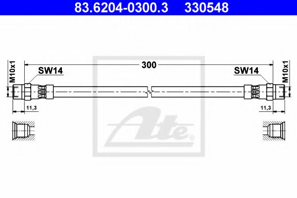 83.6204-0300.3 ATE Brake System Brake Hose