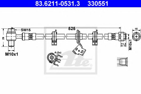 83.6211-0531.3 ATE Brake System Brake Hose