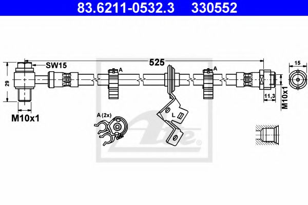 83.6211-0532.3 ATE Brake System Brake Hose