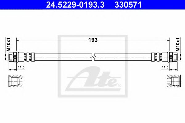 24.5229-0193.3 ATE Brake System Brake Hose
