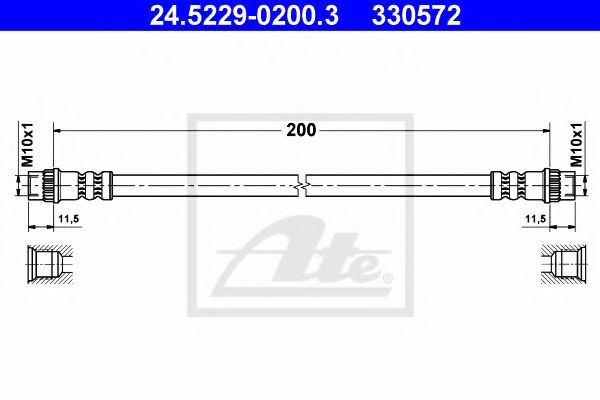 24.5229-0200.3 ATE Brake System Brake Hose