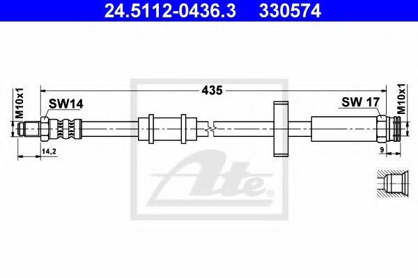 24.5112-0436.3 ATE Brake System Brake Hose