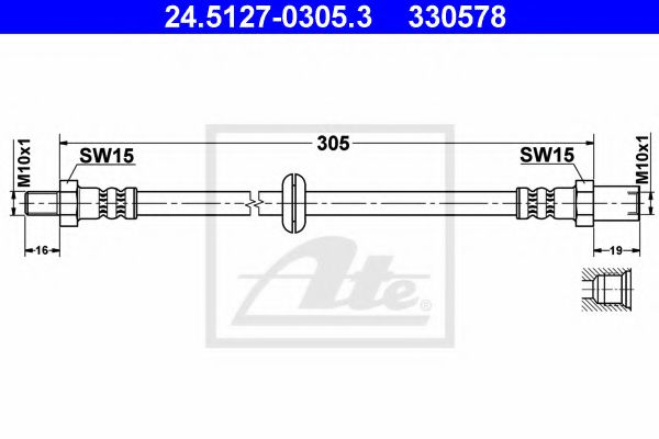 24.5127-0305.3 ATE Brake System Brake Hose