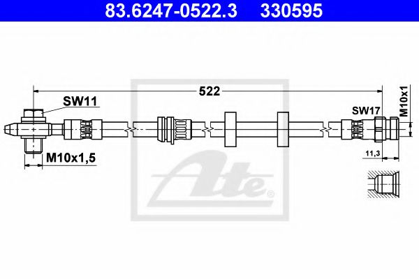 83.6247-0522.3 ATE Brake System Brake Hose