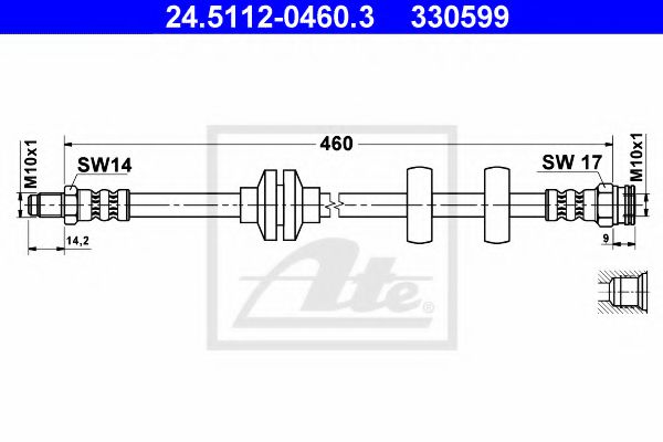 24.5112-0460.3 ATE Brake System Brake Hose