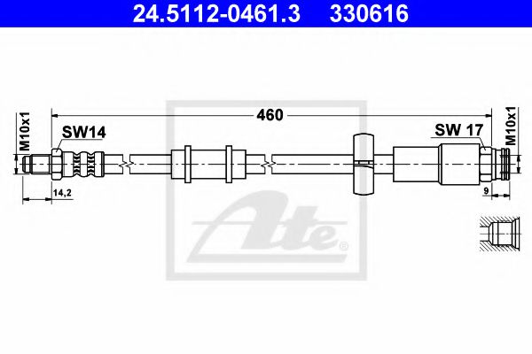 24.5112-0461.3 ATE Brake System Brake Hose