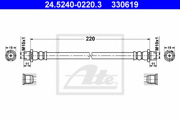 24.5240-0220.3 ATE Brake System Brake Hose
