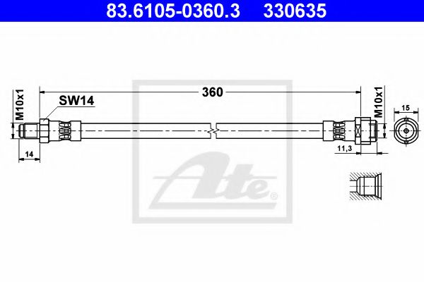83.6105-0360.3 ATE Brake System Brake Hose