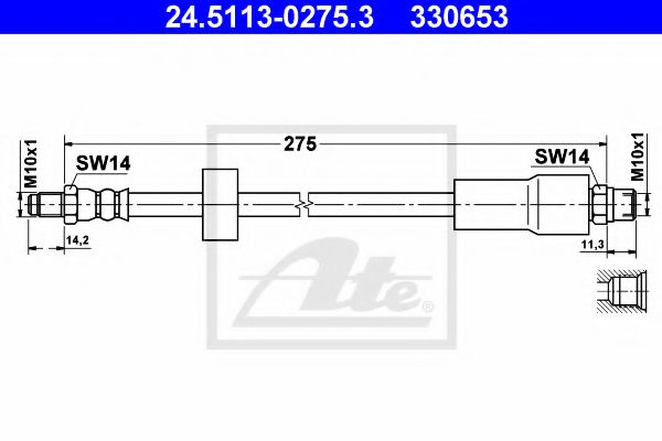 24.5113-0275.3 ATE Brake System Brake Hose