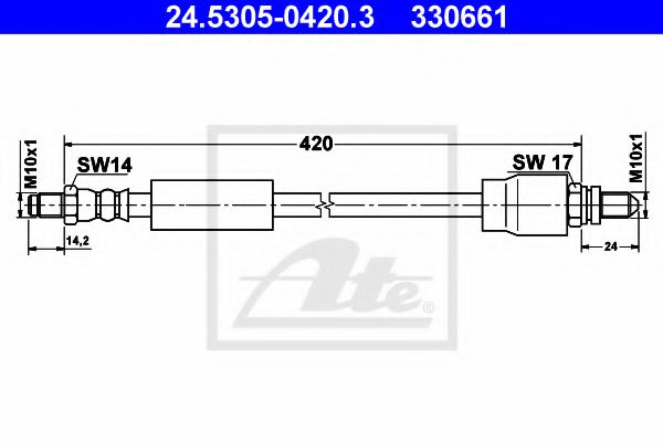 24.5305-0420.3 ATE Brake System Brake Hose