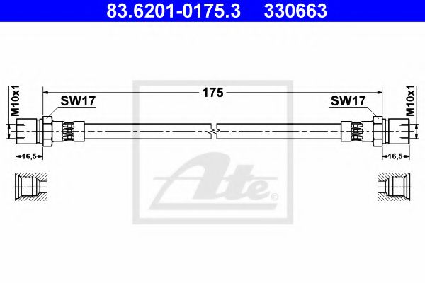83.6201-0175.3 ATE Brake System Brake Hose