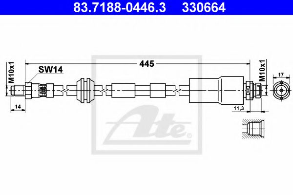 83.7188-0446.3 ATE Brake System Brake Hose