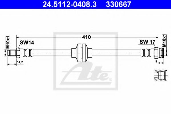 24.5112-0408.3 ATE Brake System Brake Hose