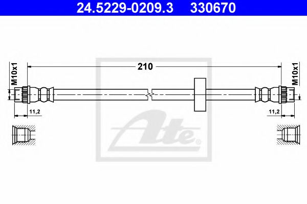 24.5229-0209.3 ATE Brake System Brake Hose