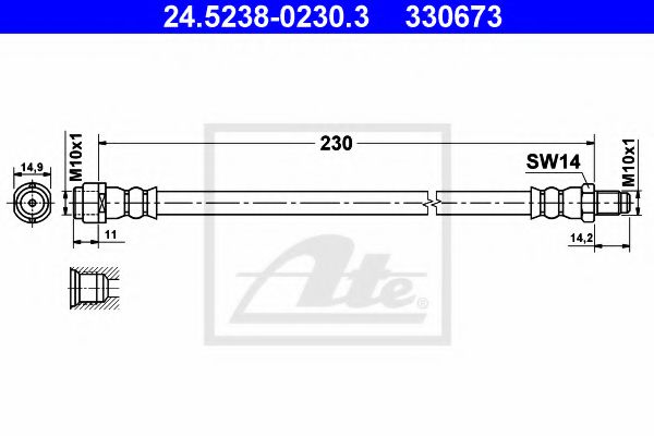 24.5238-0230.3 ATE Brake System Brake Hose