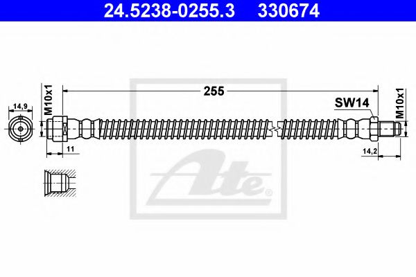 24.5238-0255.3 ATE Brake System Brake Hose