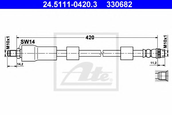 24.5111-0420.3 ATE Brake System Brake Hose
