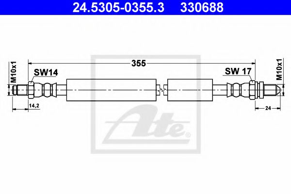 24.5305-0355.3 ATE Brake System Brake Hose