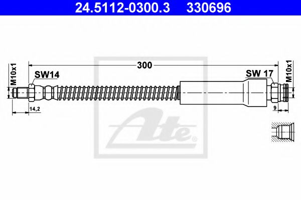 24.5112-0300.3 ATE Brake System Brake Hose
