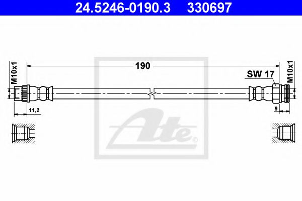 24.5246-0190.3 ATE Brake System Brake Hose