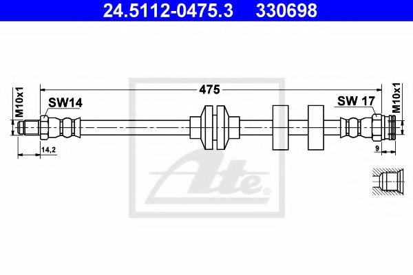 24.5112-0475.3 ATE Brake System Brake Hose