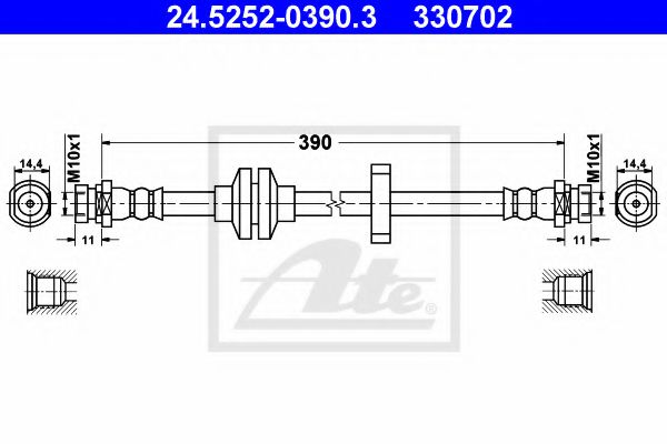 24.5252-0390.3 ATE Brake System Brake Hose