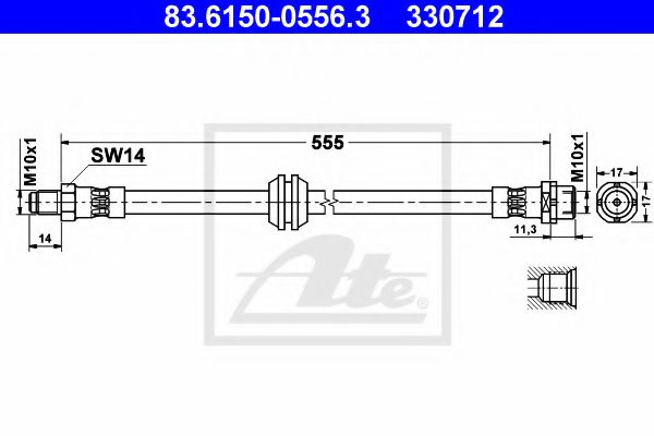 83.6150-0556.3 ATE Brake System Brake Hose