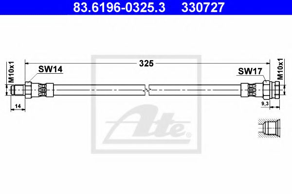 83.6196-0325.3 ATE Brake System Brake Hose