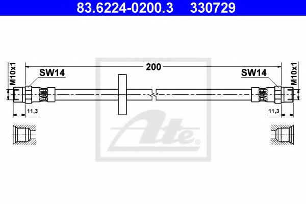 83.6224-0200.3 ATE Brake System Brake Hose