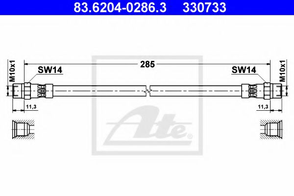 83.6204-0286.3 ATE Brake System Brake Hose