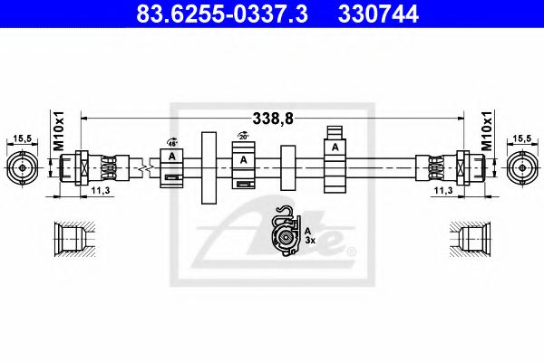 83.6255-0337.3 ATE Тормозная система Тормозной шланг