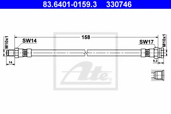 83.6401-0159.3 ATE Brake System Brake Hose