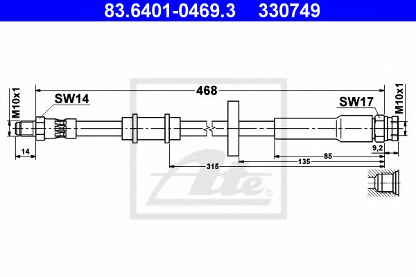83.6401-0469.3 ATE Brake System Brake Hose