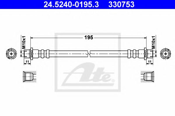 24.5240-0195.3 ATE Brake System Brake Hose