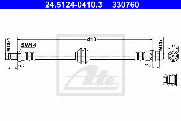24.5124-0410.3 ATE Тормозная система Тормозной шланг