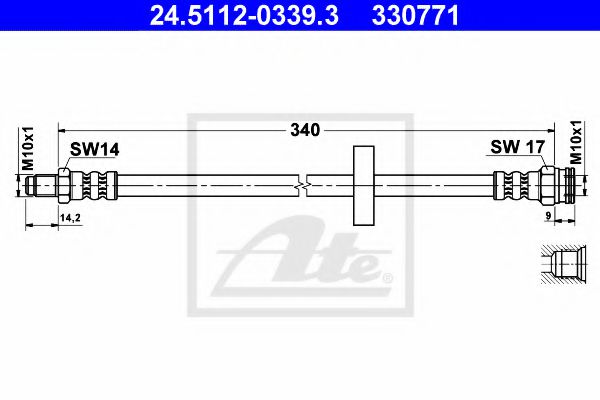 24.5112-0339.3 ATE Brake System Brake Hose