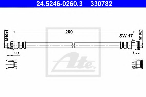 24.5246-0260.3 ATE Brake System Brake Hose