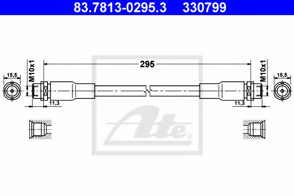 83.7813-0295.3 ATE Brake System Brake Hose