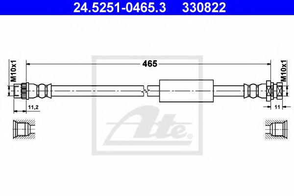 24.5251-0465.3 ATE Brake System Brake Hose