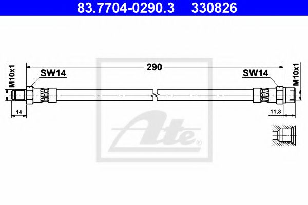 83.7704-0290.3 ATE Тормозная система Тормозной шланг