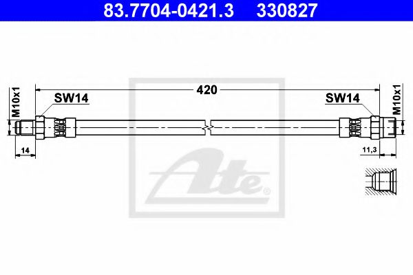 83.7704-0421.3 ATE Brake System Brake Hose