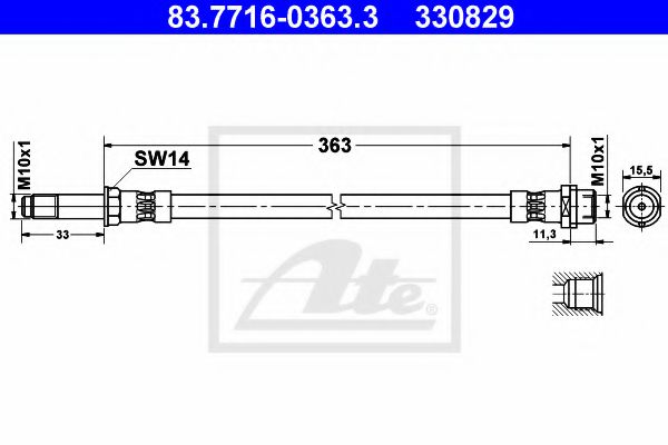 83.7716-0363.3 ATE Brake System Brake Hose