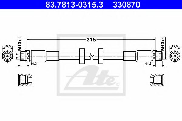 83.7813-0315.3 ATE Brake System Brake Hose