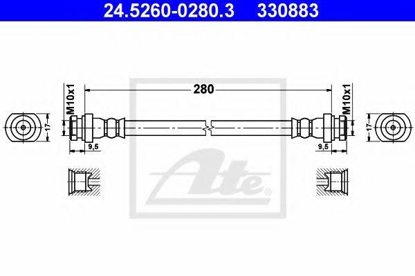 24.5260-0280.3 ATE Brake System Brake Hose