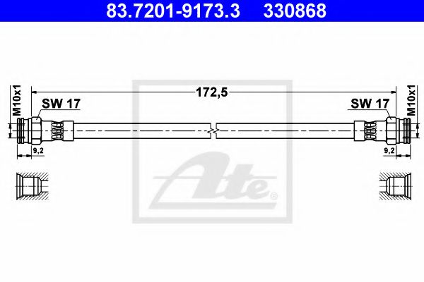 83.7201-9173.3 ATE Brake System Brake Hose