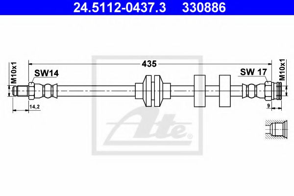 24.5112-0437.3 ATE Brake System Brake Hose