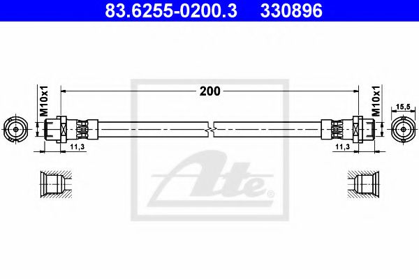 83.6255-0200.3 ATE Brake System Brake Hose