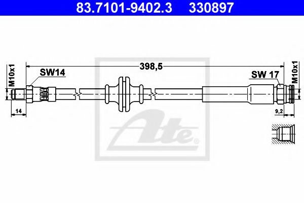 83.7101-9402.3 ATE Brake System Brake Hose